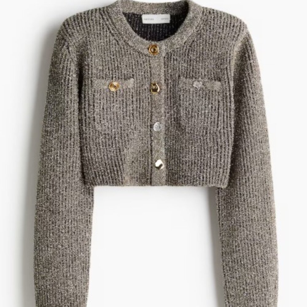 H&M Cropped Metallic Cardigan